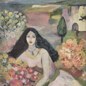 Femme aux Fleurs est une peinture faite d'imagination